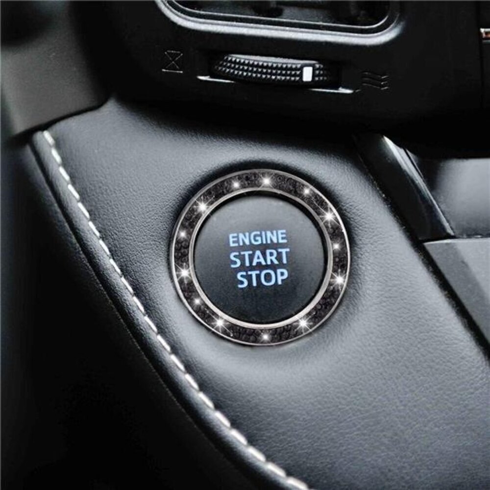 Car Start Button Bling Rhinestone Diamond Engine Ignition Button Ring 2-Pack - Picture 7 of 7
